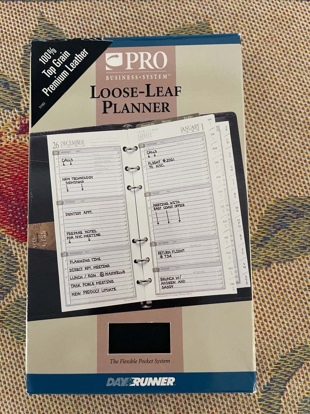 Day Runner Pro Business System 100% Top Grain Premium Leather Loose-Leaf Planner